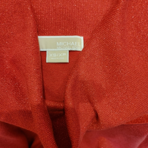 Michael Kors Womens Red Sparkle Cowl Neck Sweater sz XS - Picture 4 of 6